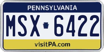 PA license plate MSX6422