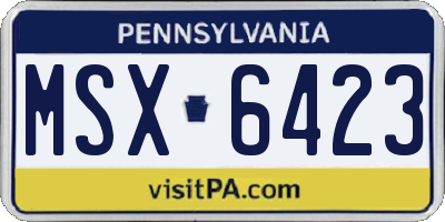 PA license plate MSX6423