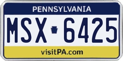 PA license plate MSX6425