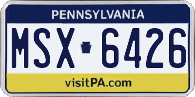 PA license plate MSX6426