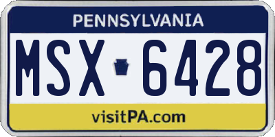 PA license plate MSX6428
