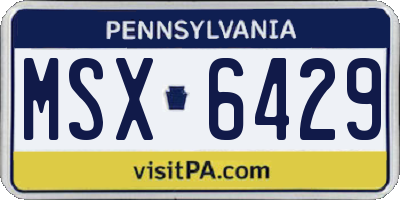 PA license plate MSX6429