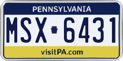 PA license plate MSX6431