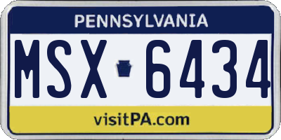 PA license plate MSX6434