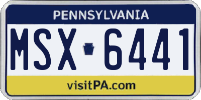 PA license plate MSX6441