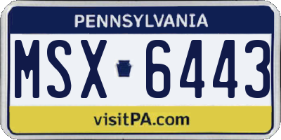 PA license plate MSX6443