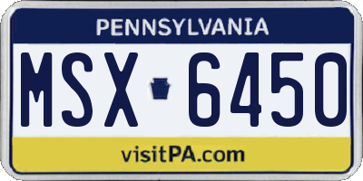 PA license plate MSX6450