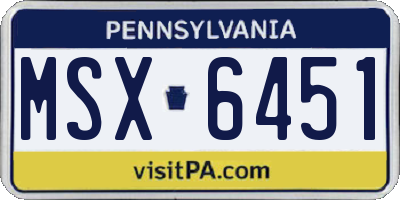 PA license plate MSX6451