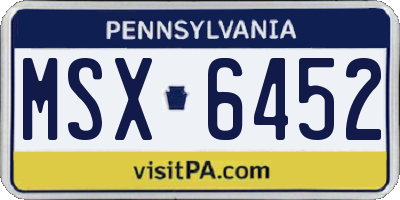 PA license plate MSX6452