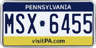 PA license plate MSX6455