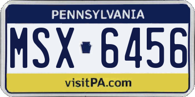 PA license plate MSX6456