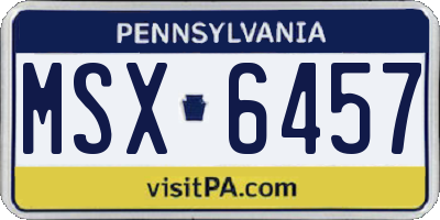 PA license plate MSX6457