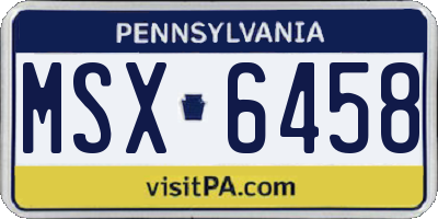 PA license plate MSX6458