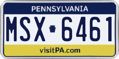 PA license plate MSX6461