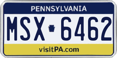 PA license plate MSX6462