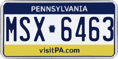 PA license plate MSX6463