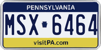 PA license plate MSX6464