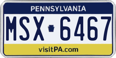 PA license plate MSX6467