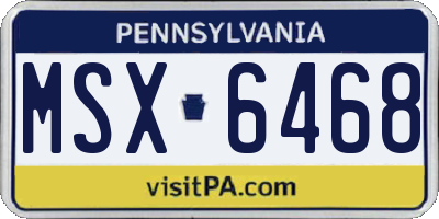 PA license plate MSX6468