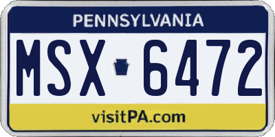 PA license plate MSX6472