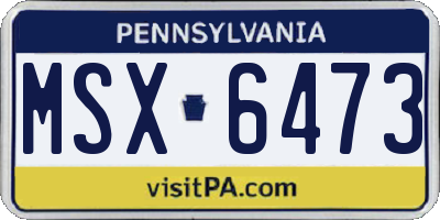 PA license plate MSX6473