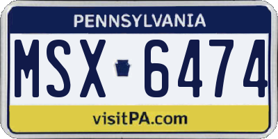 PA license plate MSX6474