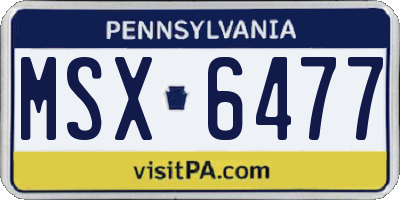 PA license plate MSX6477