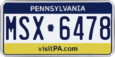PA license plate MSX6478