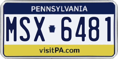 PA license plate MSX6481