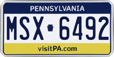 PA license plate MSX6492