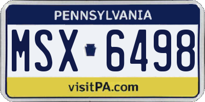 PA license plate MSX6498