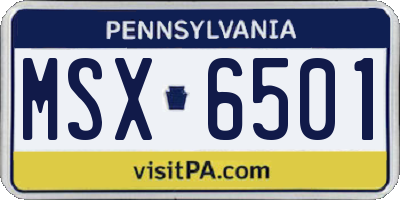 PA license plate MSX6501