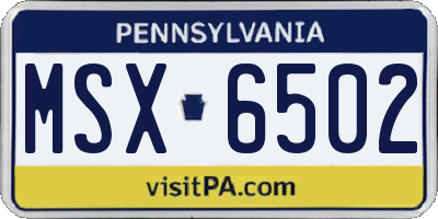 PA license plate MSX6502