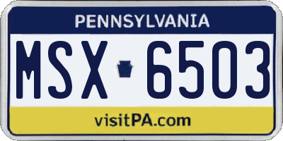 PA license plate MSX6503