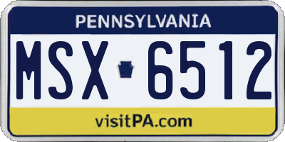 PA license plate MSX6512