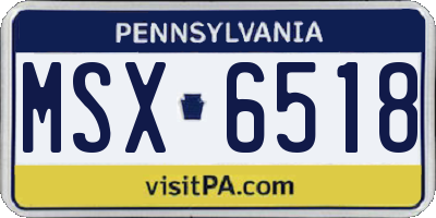 PA license plate MSX6518