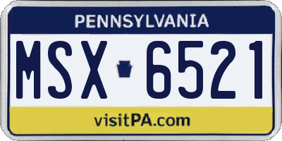 PA license plate MSX6521
