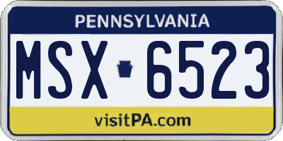 PA license plate MSX6523
