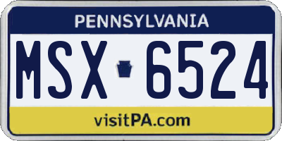 PA license plate MSX6524