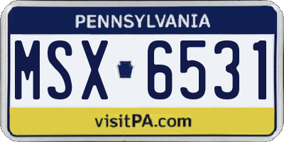 PA license plate MSX6531