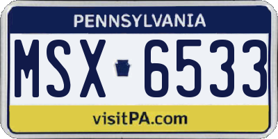 PA license plate MSX6533