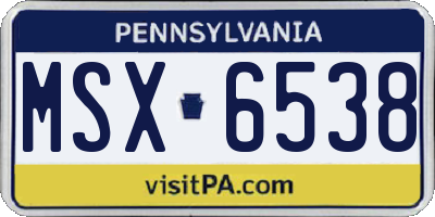 PA license plate MSX6538