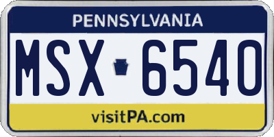 PA license plate MSX6540