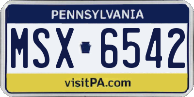 PA license plate MSX6542