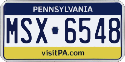 PA license plate MSX6548