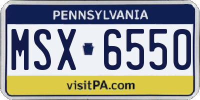 PA license plate MSX6550