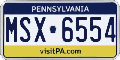 PA license plate MSX6554