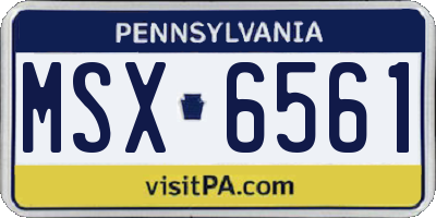 PA license plate MSX6561