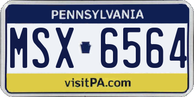 PA license plate MSX6564