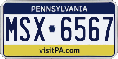 PA license plate MSX6567